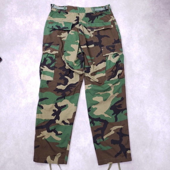 Vintage 90s Mens Camo Cargo Pant US Army 31x29 Button Up Uniform Trouser Ripstop - Picture 3 of 16